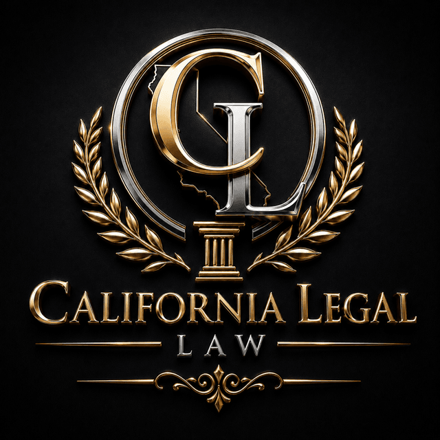 California Legal Law — laurel and column emblem with wordmark